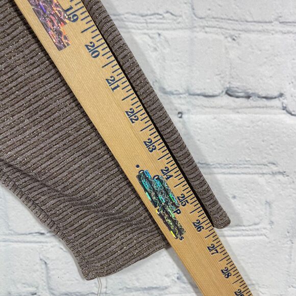 Chicos Travelers Cardigan Women XL Tan Glitter Slinky Flowy Office Preppy Duster - Picture 11 of 12